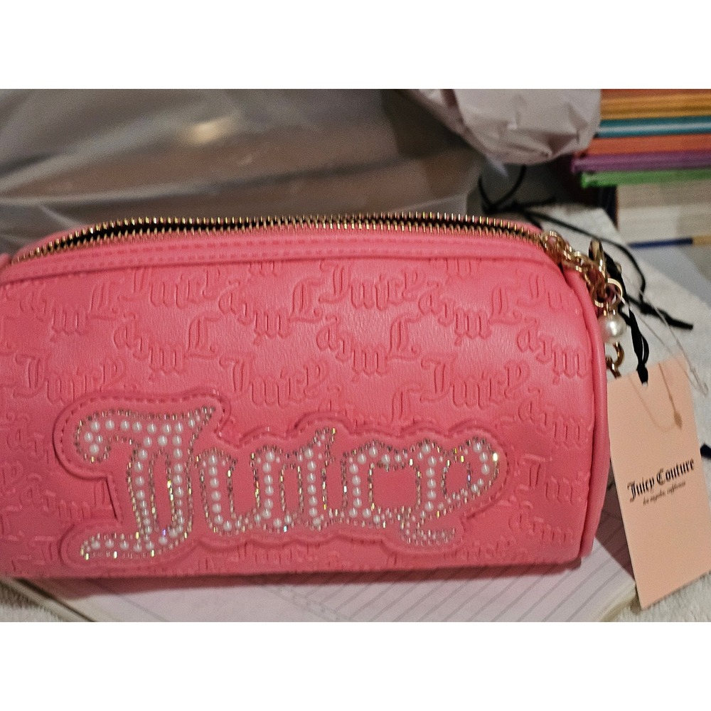 Juicy Couture Pink Embossed Cylinder Bag with Pearl Detail NWT